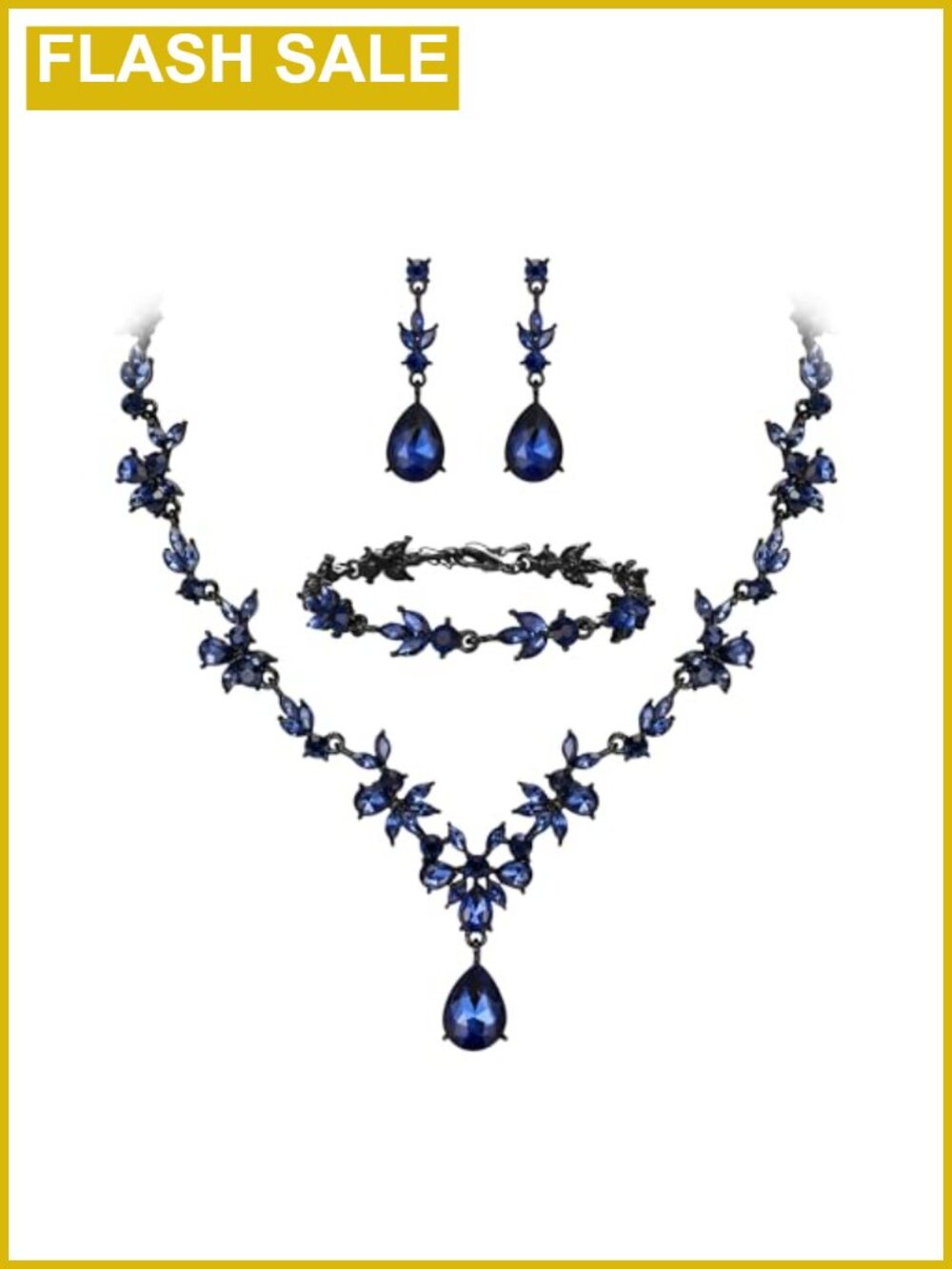 Crystal Bridal Jewelry Set Wedding Necklace Earrings Bracelet Set